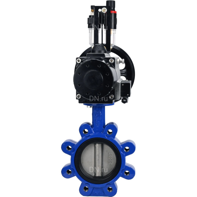 Затвор дисковый поворотный WBV1631E-2W-Fb-H Ду150 Ру16 LUG корпус - чугун QT450, диск - нержавеющая сталь 304, уплотнение - EPDM, с пневмоприводом PA-DA-105-1, пневмораспределителем 4M310-08 DC24V и БПВ AFC2000 в Омске