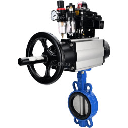 Затвор дисковый поворотный WBV1132N-2W-Fb-H Ду150 Ру16, корпус - чугун GG25, диск - нержавеющая сталь 316L, уплотнение - NBR, с пневмоприводом PA-DA-105-1, пневмораспределителем 4M310-08 AC220V, БКВ APL-410N EX, БПВ AFC2000
