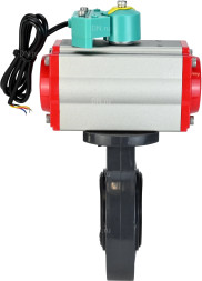 Затвор дисковый поворотный WBV4242E-2W-Fb-ISO Дн50 Ру10 межфланцевый, корпус - НПВХ, диск - НПВХ, уплотнение - EPDM, с пневмоприводом PA-DA-052 и магнитным переключателем ALS200D