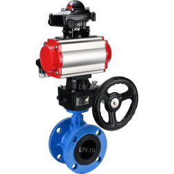 Затвор дисковый поворотный WBV1313E-2W-F-H Ду65 Ру16 фланцевый, корпус - чугун GGG40, диск - чугун GGG40, EPDM, с пневмоприводом PA-DA-105, пневмораспределителем 4M310-08 AC220V, БКВ APL-210N и ручным дублером MON1-250-T26-ISO
