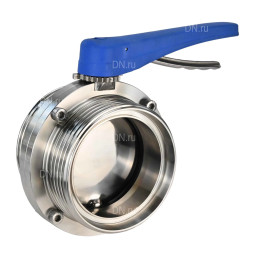 Затвор дисковый поворотный WBV3131E-2W-T-H Ду65 Ру10 резьбовой, пищевая нержавеющая сталь 304, уплотнение – EPDM, с рукояткой