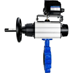 Затвор дисковый поворотный WBV1616N-2W-Fb-H Ду125 Ру16 LUG корпус - чугун QT450, диск - чугун QT450, уплотнение - NBR, с пневмоприводом PA-DA-105-1 и позиционером YT-1000RSN без обратной связи
