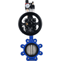 Затвор дисковый поворотный WBV1631N-2W-Fb-H Ду125 Ру16 LUG корпус - чугун QT450, диск - нержавеющая сталь 304, уплотнение - NBR, с пневмоприводом PA-DA-105-1, пневмораспределителем 4M310-08 DC24V и БПВ AFC2000