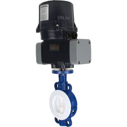 Затвор дисковый поворотный WBV3434Pf-2W-Fb-H Ду100 Ру16 корпус - углеродистая сталь WCB, диск - углеродистая сталь WCB, футерованный PTFE, уплотнение - PTFE, с электроприводом четвертьоборотным QTSA-N-007EM-O0-220VAC с пружинным возвратом
