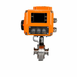 Затвор дисковый поворотный WBV3131S-2W-C-H Ду80 Ру10 кламповый, корпус - пищевая нержавеющая сталь 304, уплотнение - Silicon, с электроприводом QT-N-005EM-A1-220VAC-У1 c датчиком обратной связи и входным управляющим сигналом 4-20мА HARK