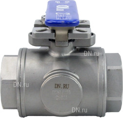 Кран шаровой BV3232P(4pc)-SP-3WT-T-ISO-H Ду80 Ру40, 3-ходовой T-тип стандартнопроходной, внутренняя резьба, уплотнение - PTFE, материал корпуса - нержавеющая сталь SS316 с ISO фланцем и рукояткой