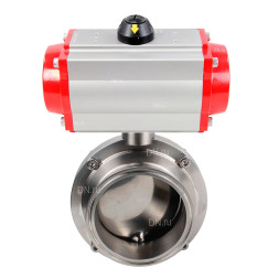 Затвор дисковый поворотный кламповый WBV3131S-2W-C-H Ду25 Ру10 корпус - пищевая нержавеющая сталь 304, уплотнение – Silicon, с пневмоприводом PA-DA-065 двойного действия