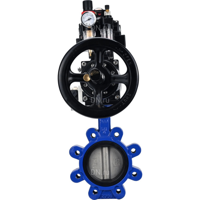 Затвор дисковый поворотный WBV1631E-2W-Fb-H Ду150 Ру16 LUG корпус - чугун QT450, диск - нержавеющая сталь 304, уплотнение - EPDM, с пневмоприводом PA-DA-105-1, пневмораспределителем 4M310-08 DC24V, БКВ APL-410N EX и БПВ AFC2000 в Омске