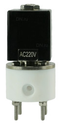 Клапан электромагнитный VS841-VT-NC-24VDC 1/2″ Ду15 Ру6 соленоидный двухходовой, корпус - PTFE, уплотнение - VITON, резьбовой, прямого действия, нормально закрытый, катушка - 24В