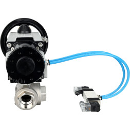 Кран шаровой BV3232P(4pc)-SP-3WL-T-ISO-H Ду80 Ру40, стандартнопроходной, четырехсоставной, корпус - нержавеющая сталь 316, PTFE, внутренняя резьба, с пневмоприводом PA-DA-105-1 двойного действия, пневмораспределителем 4V320-08 AC220V