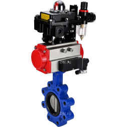 Затвор дисковый поворотный WBV1631N-2W-Fb-H Ду125 Ру16 LUG корпус - чугун QT450, диск - нержавеющая сталь 304, уплотнение - NBR, с пневмоприводом PA-DA-105, пневмораспределителем 4M310-08 DC24V, БКВ APL-410N EX и БПВ AFC2000