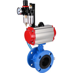 Затвор дисковый поворотный WBV1313E-2W-F-H Ду50 Ру16 фланцевый, корпус - чугун GGG40, диск - чугун GGG40, уплотнение - EPDM, с пневмоприводом PA-DA-105, пневмораспределителем 4V320-08 AC220V и БПВ AFC2000