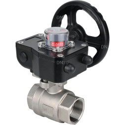 Кран шаровой BV3232P(2pc)-FP-T-ISO-H 3″ Ду80 Ру40 полнопроходной двухходовой, нержавеющая сталь SS316, внутренняя резьба, уплотнение - PTFE, с редуктором HGB RQN2-320Z