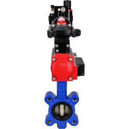 Затвор дисковый поворотный WBV1616N-2W-Fb-H Ду100 Ру16 LUG корпус - чугун QT450, диск - чугун QT450, уплотнение - NBR, с пневмоприводом PA-SA-130, пневмораспределителем 4M310-08 AC220V, БКВ APL-210N и БПВ AFC2000