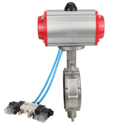 Затвор дисковый поворотный WBV3131V-2W-Fb-H Ду200 Ру16, корпус - нержавеющая сталь 304, диск - нержавеющая сталь 304, уплотнение - VITON, с пневмоприводом PA-DA-140 и пневмораспределителем 4V320-10 AC220V