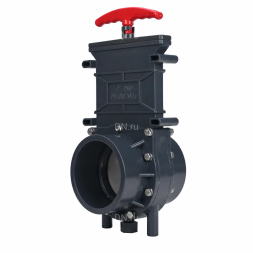 Задвижка шиберная GVKR4344TPV-2W-G-Hт Ду32 Ру1.6 клеевая, с выдвижным штоком, материал корпуса - ПВХ (PVC), шибер - пластик ABS, уплотнение - TPV (ТПВ), с ручкой