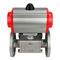 Кран шаровой BV3232P(4pc)-FP-3WL-F Ду15 Ру16 полнопроходной трехходовой, фланцевый, корпус - нержавеющая сталь SS316, с пневмоприводом PA-DA-052 двойного действия и пневмораспределителем 4M310-08 AC220V