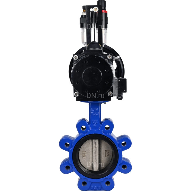 Затвор дисковый поворотный WBV1616E-2W-Fb-H Ду125 Ру16 LUG корпус - чугун QT450, диск - чугун QT450, уплотнение - EPDM, с пневмоприводом PA-DA-105-1, пневмораспределителем 4M310-08 DC24V и БПВ AFC2000 в Омске