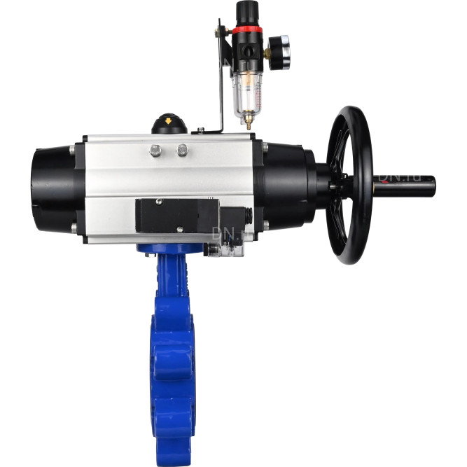Затвор дисковый поворотный WBV1616E-2W-Fb-H Ду125 Ру16 LUG корпус - чугун QT450, диск - чугун QT450, уплотнение - EPDM, с пневмоприводом PA-DA-105-1, пневмораспределителем 4M310-08 DC24V и БПВ AFC2000 в Омске