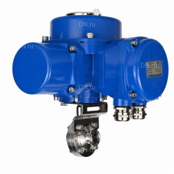 Затвор дисковый поворотный WBV3131E-2W-C-H Ду20 Ру10 кламповый, корпус - пищевая нержавеющая сталь 304, уплотнение - EPDM, с электроприводом QT-N-005M-O2-220VAC-У1 с моментной муфтой и штурвалом
