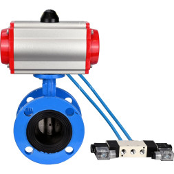 Затвор дисковый поворотный WBV1313E-2W-F-H Ду125 Ру16 фланцевый, корпус - чугун GGG40, диск - чугун GGG40, уплотнение - EPDM, с пневмоприводом PA-DA-130 и пневмораспределителем 4V320-08 AC220V