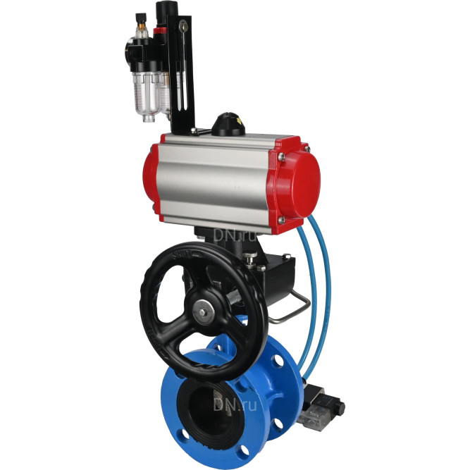 Затвор дисковый поворотный WBV1313E-2W-F-H Ду50 Ру16 фланцевый, корпус - чугун GGG40, диск - чугун GGG40, EPDM, с пневмоприводом PA-DA-105, пневмораспределителем 4V320-10 AC220V, ручным дублером MON1-250-T26-ISO и БПВ AFC2000 в Омске