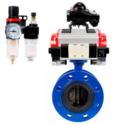 Затвор дисковый поворотный WBV1331E-2W-F-H Ду125 Ру16, корпус - чугун GGG40, диск - нержавеющая сталь 304, уплотнение - EPDM, с пневмоприводом PA-SA-160, пневмораспределителем 4M320-10 AC220V, БКВ APL-210N и БПВ AFC2000