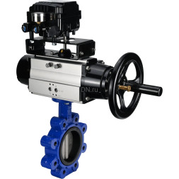 Затвор дисковый поворотный WBV1631E-2W-Fb-H Ду150 Ру16 LUG корпус - чугун QT450, диск - нержавеющая сталь 304, уплотнение - EPDM, с пневмоприводом PA-DA-105-1 и позиционером YT-1000RSN без обратной связи