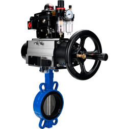 Затвор дисковый поворотный WBV1432E-2W-Fb-H Ду150 Ру16, корпус - чугун GGG50, диск - нержавеющая сталь 316L, уплотнение - EPDM, с пневмоприводом PA-DA-105-1, пневмораспределителем 4M310-08 DC24V, БКВ APL-410N EX, БПВ AFC2000