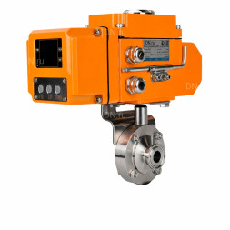 Затвор дисковый поворотный WBV3131S-2W-C-H Ду20 Ру10 кламповый, корпус - пищевая нержавеющая сталь 304, уплотнение - Silicon, с электроприводом QT-N-005EM-B1-220VAC-У1 c датчиком обратной связи и входным управляющим сигналом 0-10В HARK