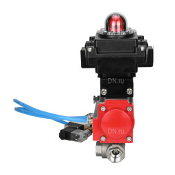 Кран шаровой BV3232P(4pc)-SP-3WL-T-ISO-H Ду25 Ру63, стандартнопроходной, четырехсоставной, корпус - нержавеющая сталь 316, уплотнение - PTFE, внутренняя резьба, с пневмоприводом PA-DA-052, пневмораспределителем 4V320-10 AC220V, БКВ APL-410N Ex