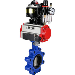 Затвор дисковый поворотный WBV1631E-2W-Fb-H Ду100 Ру16 LUG корпус - чугун QT450, диск - нержавеющая сталь 304, уплотнение - EPDM, с пневмоприводом PA-DA-083, пневмораспределителем 4M310-08 DC24V, БКВ APL-510N EX и БПВ AFC2000