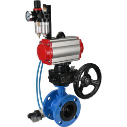 Затвор дисковый поворотный WBV1313E-2W-F-H Ду65 Ру16 фланцевый, корпус - чугун GGG40, диск - чугун GGG40, EPDM, с пневмоприводом PA-DA-105, пневмораспределителем 4V320-10 AC220V, ручным дублером MON1-250-T26-ISO и БПВ AFC2000