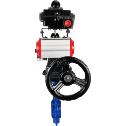 Затвор дисковый поворотный WBV1432E-2W-Fb-H Ду40 Ру16, корпус - чугун GGG50, диск - нержавеющая сталь 316L, уплотнение - EPDM, с пневмоприводом PA-DA-052, пневмораспределителем 4M310-08 DC24V, БКВ APL-410N EX, ручным дублером MON1-250-T26-ISO