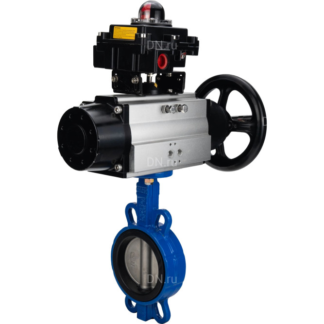 Затвор дисковый поворотный WBV1432E-2W-Fb-H Ду150 Ру16, корпус - чугун GGG50, диск - нержавеющая сталь 316L, уплотнение - EPDM, с пневмоприводом PA-DA-105-1 двойного действия, с БКВ APL-410N EX в Омске