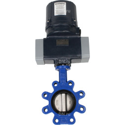 Затвор дисковый поворотный WBV1631E-2W-Fb-H Ду150 Ру16 LUG межфланцевый, корпус - чугун QT450, диск - нержавеющая сталь AISI 304, уплотнение - EPDM, с электроприводом четвертьоборотным QTSA-N-020EM-O0-220VAC с пружинным возвратом