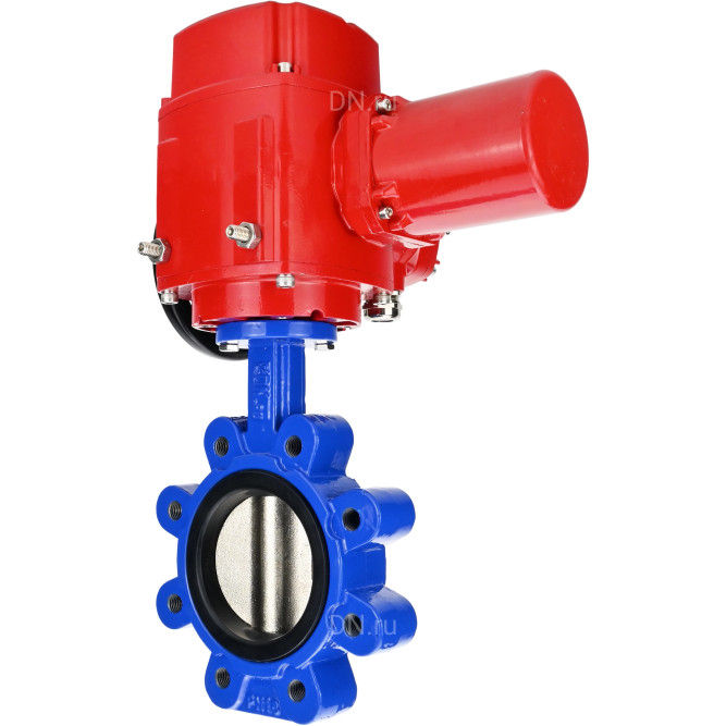 Затвор дисковый поворотный WBV1631E-2W-Fb-H Ду100 Ру16 LUG межфланцевый, корпус - чугун QT450, диск - нержавеющая сталь AISI 304, уплотнение - EPDM, с электроприводом QT-EX-010M-O2-220VAC-У1 с моментной муфтой и штурвалом в Омске