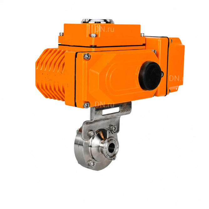 Затвор дисковый поворотный WBV3131S-2W-C-H Ду25 Ру10 кламповый, корпус - пищевая нержавеющая сталь 304, уплотнение - Silicon, с электроприводом QT-N-005EM-B1-220VAC-У1 c датчиком обратной связи и входным управляющим сигналом 0-10В HARK в Омске