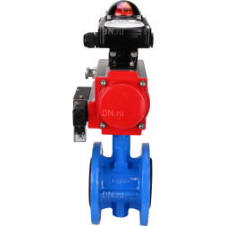 Затвор дисковый поворотный WBV1313E-2W-F-H Ду200 Ру16 фланцевый, корпус - чугун GGG40, диск - чугун GGG40, уплотнение - EPDM, с пневмоприводом PA-DA-140, пневмораспределителем 4M310-08 AC220V и БКВ APL-210N