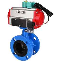 Затвор дисковый поворотный WBV1313E-2W-F-H Ду50 Ру16 фланцевый, корпус - чугун GGG40, диск - чугун GGG40, уплотнение - EPDM, с пневмоприводом PA-DA-105, пневмораспределителем 4M310-08 AC220V и магнитным переключателем ALS200D