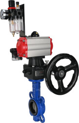 Затвор дисковый поворотный WBV1132N-2W-Fb-H Ду250 Ру16, корпус - чугун GG25, диск - нержавеющая сталь 316L, уплотнение - NBR, с пневмоприводом PA-DA-140, пневмораспределителем 4M310-08 DC24V, ручным дублером MON4-1200-T54-ISO, БПВ AFC2000