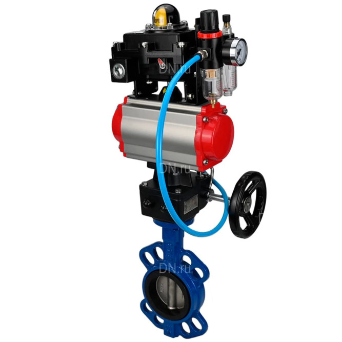 Затвор дисковый поворотный WBV1413E-2W-Fb-H Ду150 Ру16, корпус - чугун GGG50, диск - чугун GGG40, EPDM, с пневмоприводом PA-DA-105, пневмораспределителем 4M310-08 DC24V, БКВ APL-410N EX, ручным дублером MON3-700-T38-ISO, БПВ AFC2000 в Омске