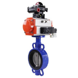 Затвор дисковый поворотный WBV3432E-2W-Fb-H Ду300 Ру16, корпус - углеродистая сталь WCB, диск - нержавеющая сталь 316L, уплотнение - EPDM, с пневмоприводом PA-SA-210 с возвратными пружинами, с пневмораспределителем 4V320-10 AC220V, с БКВ APL-410N EX