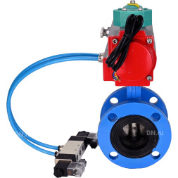 Затвор дисковый поворотный WBV1331E-2W-F-H Ду50 Ру16 корпус - чугун GGG40, диск - нержавеющая сталь 304, уплотнение - EPDM, с пневмоприводом PA-DA-105, пневмораспределителем 4V320-08 AC220V и магнитным переключателем ALS200D