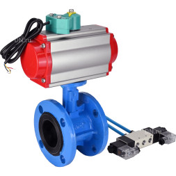 Затвор дисковый поворотный WBV1331E-2W-F-H Ду50 Ру16 корпус - чугун GGG40, диск - нержавеющая сталь 304, уплотнение - EPDM, с пневмоприводом PA-DA-105, пневмораспределителем 4V320-08 AC220V и магнитным переключателем ALS200D