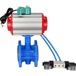 Затвор дисковый поворотный WBV1331E-2W-F-H Ду50 Ру16 корпус - чугун GGG40, диск - нержавеющая сталь 304, уплотнение - EPDM, с пневмоприводом PA-DA-105, пневмораспределителем 4V320-08 AC220V и магнитным переключателем ALS200D