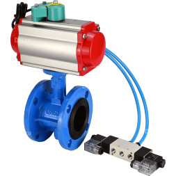 Затвор дисковый поворотный WBV1331E-2W-F-H Ду50 Ру16 корпус - чугун GGG40, диск - нержавеющая сталь 304, уплотнение - EPDM, с пневмоприводом PA-DA-105, пневмораспределителем 4V320-08 AC220V и магнитным переключателем ALS200D