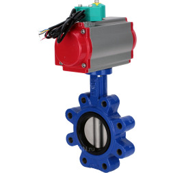 Затвор дисковый поворотный WBV1631E-2W-Fb-H Ду100 Ру16 LUG корпус - чугун QT450, диск - нержавеющая сталь 304, уплотнение - EPDM, с пневмоприводом PA-DA-083 и магнитным переключателем ALS200D