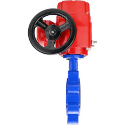 Затвор дисковый поворотный WBV1631E-2W-Fb-H Ду125 Ру16 LUG межфланцевый, корпус - чугун QT450, диск - нержавеющая сталь AISI 304, уплотнение - EPDM, с электроприводом QT-EX-015M-O2-220VAC-У1 с моментной муфтой и штурвалом