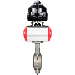 Затвор дисковый поворотный WBV3131N-2W-Fb-H Ду200 Ру16, корпус - нержавеющая сталь 304, диск - нержавеющая сталь 304, уплотнение - NBR, с пневмоприводом PA-DA-140 и БКВ APL-510N EX